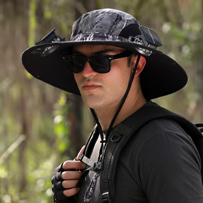 Dual-Fan, Solar-Powered, Hands-Free Cooling