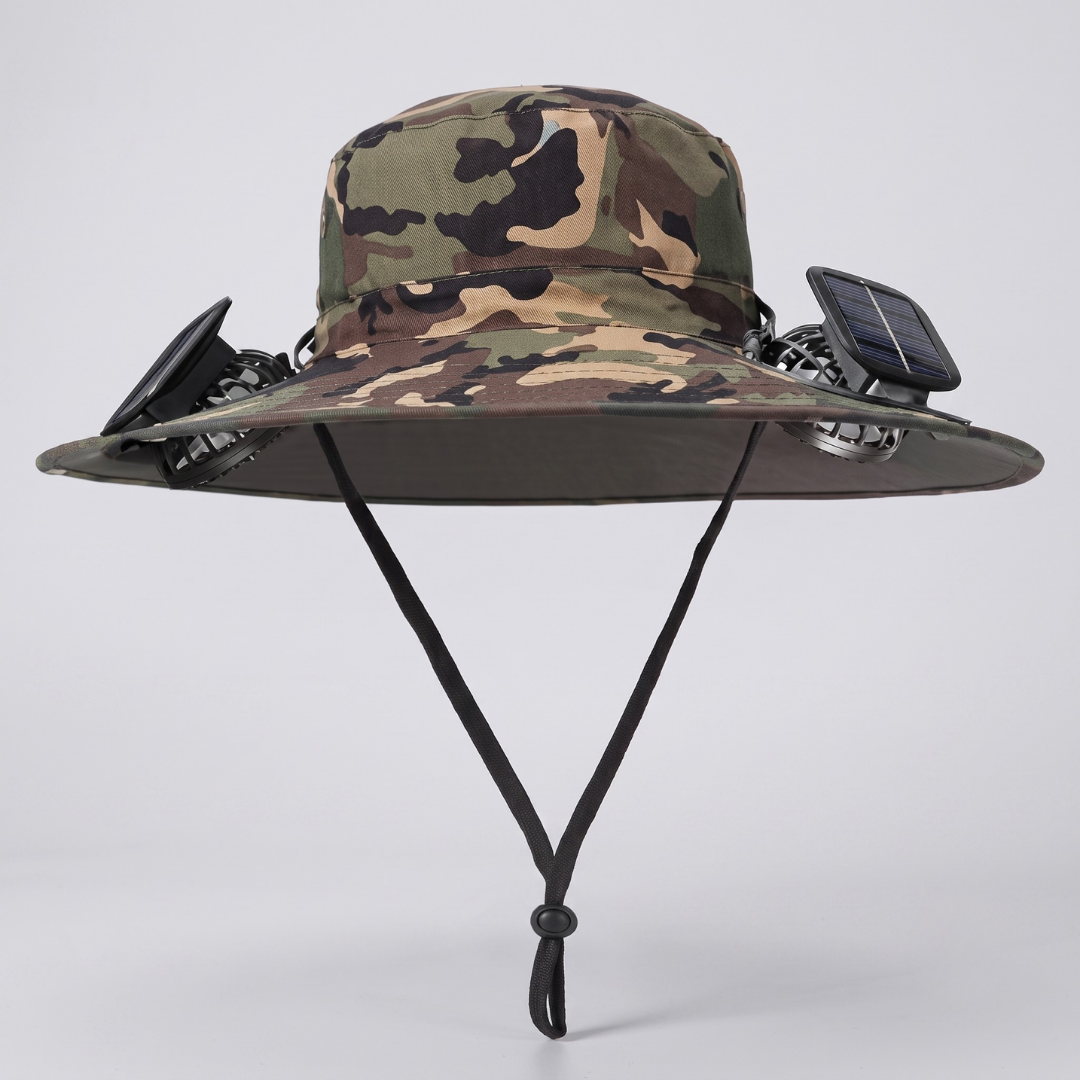 Dual-Fan, Solar-Powered, Hands-Free Cooling