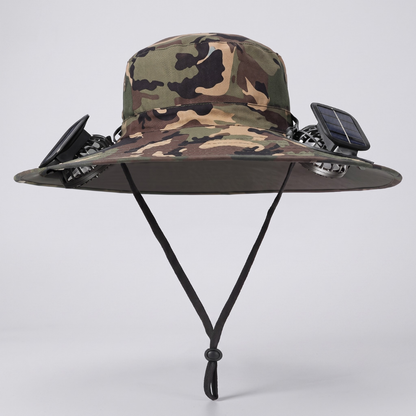 Dual-Fan, Solar-Powered, Hands-Free Cooling