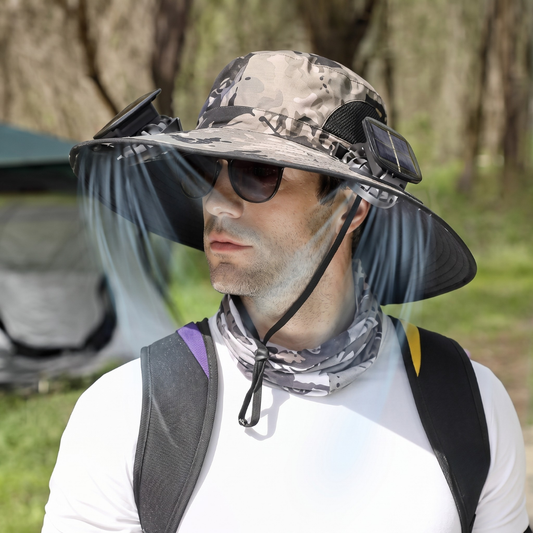 Dual-Fan, Solar-Powered, Hands-Free Cooling